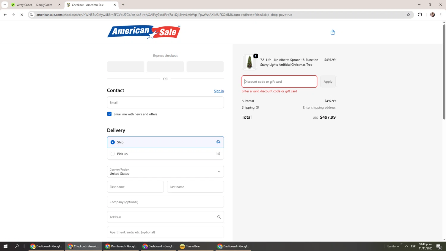American Sale promo code screenshot showing code BUNNY10 applied at American Sale checkout page. Uploaded by SimplyCodes community member Levi_Ackerman on Nov 12, 2025