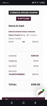 Plantpowered coupon verification screenshot