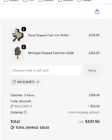 American Skillet Company coupon verification screenshot