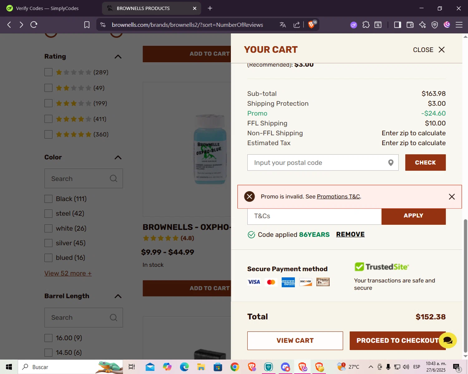American Tall discount code screenshot showing code 98ZH8ZMS applied at American Tall checkout page. Uploaded by SimplyCodes community member Juan2715 on Jul 6, 2025