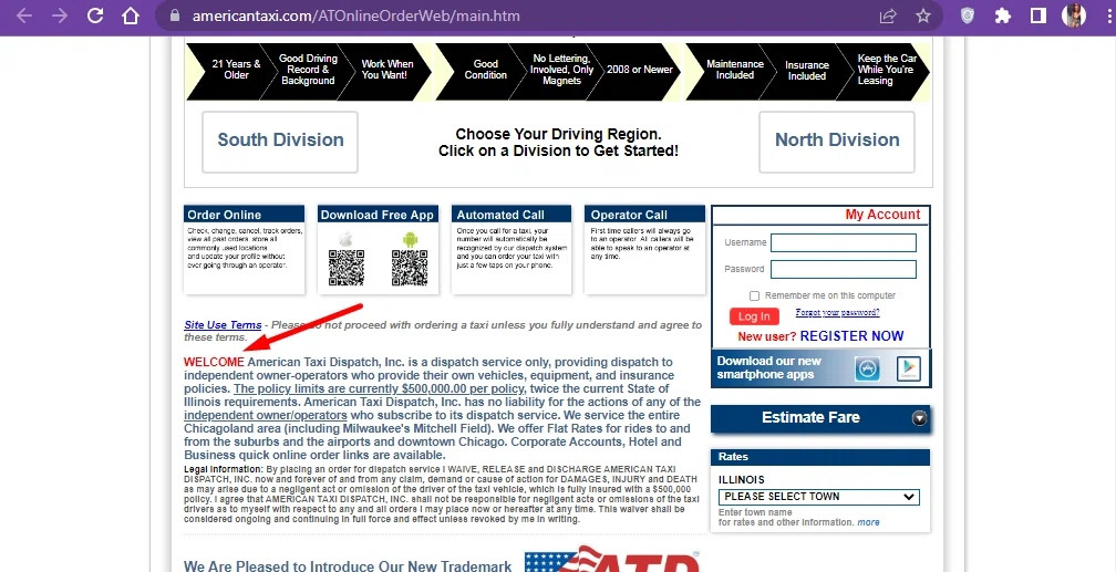 American Taxi checkout page showing American Taxi promo code box | Screenshot taken by SimplyCodes community member on Apr 27, 2022