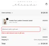American Threads coupon verification screenshot