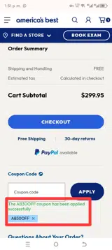 AB30OFF coupon verification screenshot