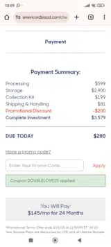DOUBLELOVE25 coupon verification screenshot