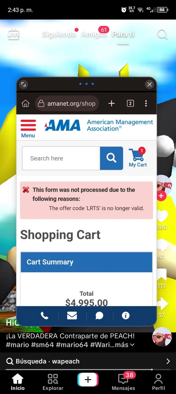 American Management Association discount code screenshot showing code LRTS applied at American Management Association checkout page. Uploaded by SimplyCodes community member ScanExpert7367 on Oct 13, 2025