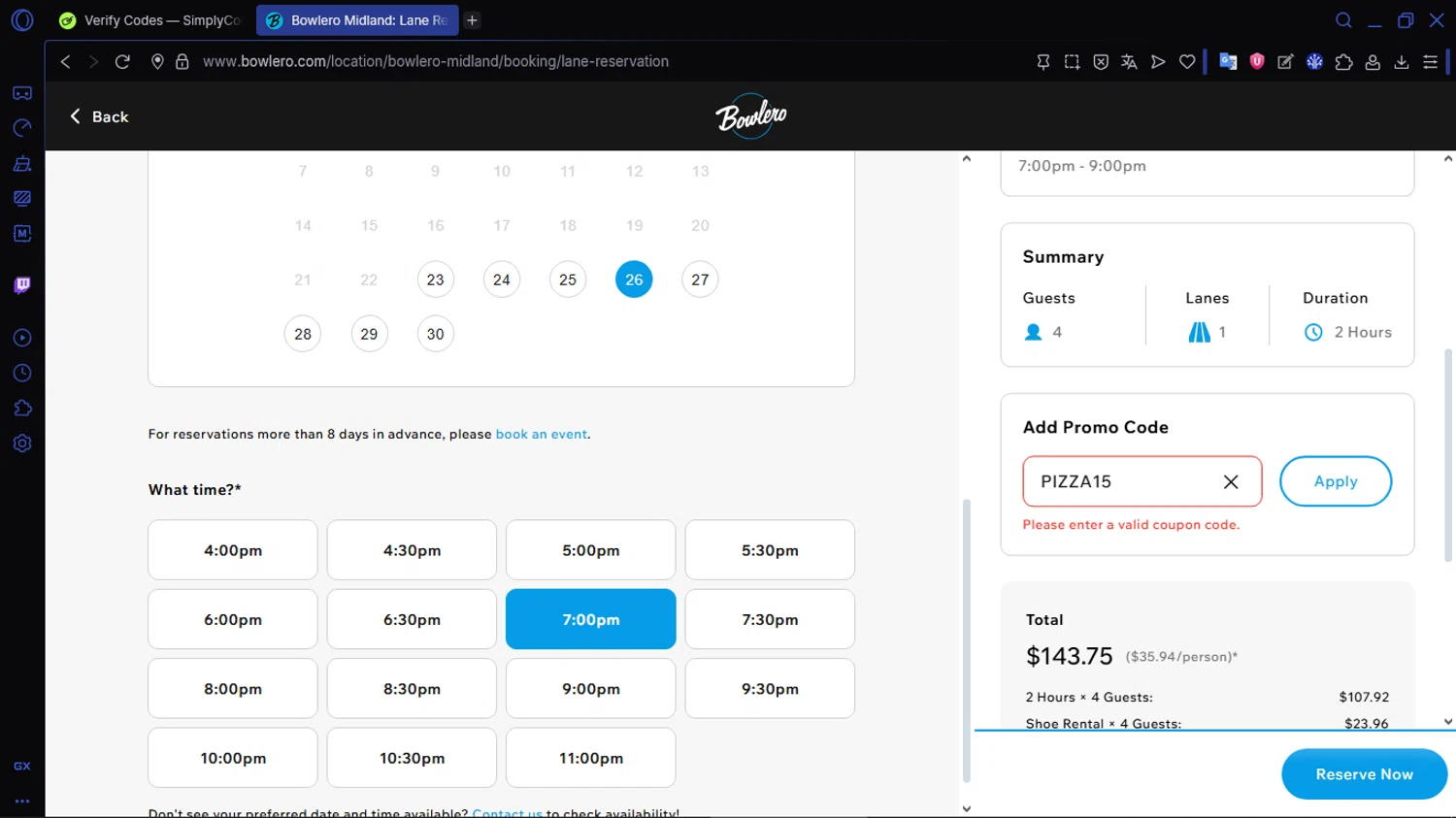 AMF Bowling Lanes promo code screenshot showing code PIZZA15 applied at AMF Bowling Lanes checkout page. Uploaded by SimplyCodes community member ACIDOSULFURICO on Sep 23, 2025