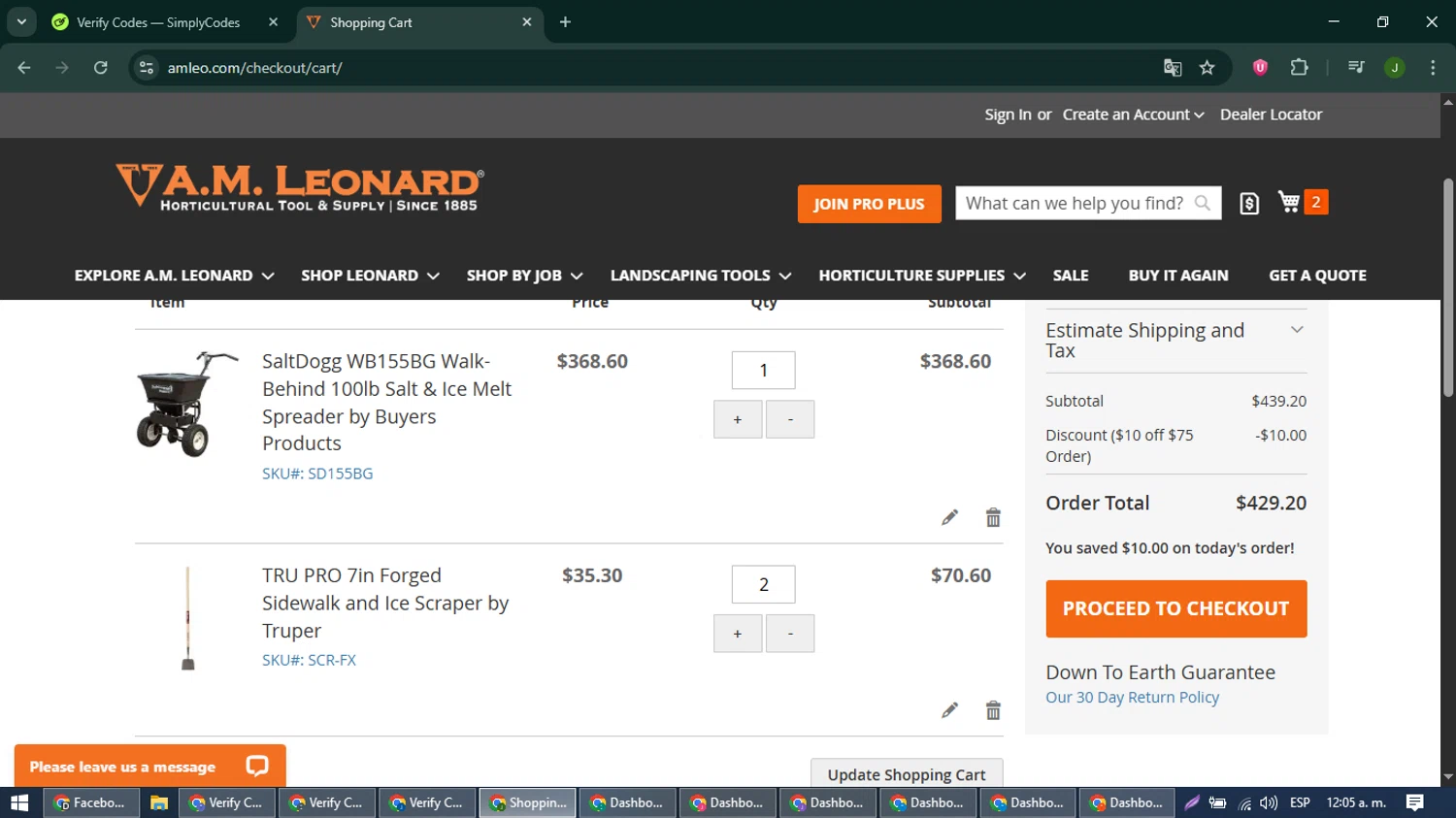 A.M. Leonard discount code screenshot showing code MITHGO applied at A.M. Leonard checkout page. Uploaded by SimplyCodes community member ShieldFinder369 on Feb 2, 2026
