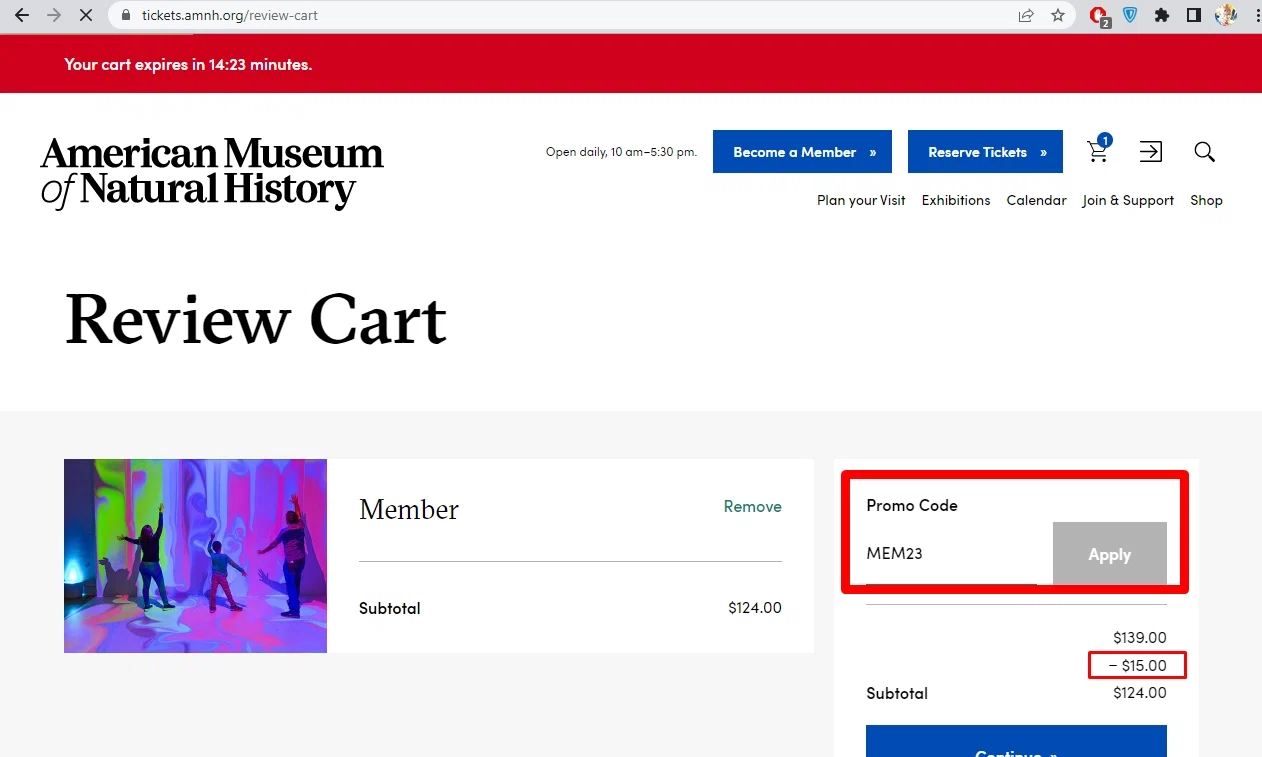 how to use American Museum of Natural History coupons