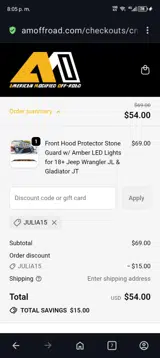 JULIA15 coupon verification screenshot