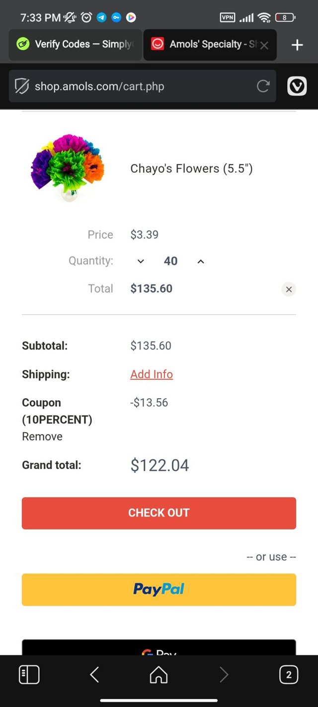 Amols' checkout page showing Amols' promo code box | Screenshot taken by SimplyCodes community member on Jun 25, 2025