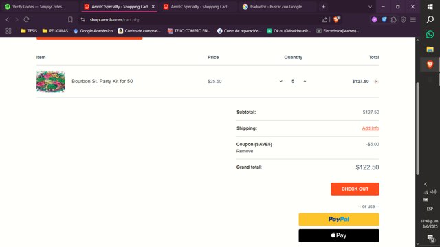 Amols' checkout page showing Amols' promo code box | Screenshot taken by SimplyCodes community member on Jun 4, 2025