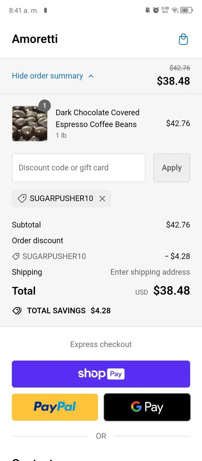 how to use Amoretti coupons
