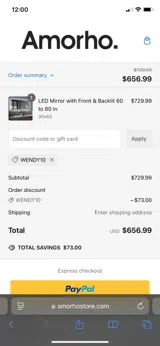 WENDY10 coupon verification screenshot