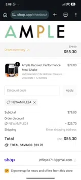 NEWAMPLE24 coupon verification screenshot
