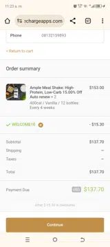 WELCOME10 coupon verification screenshot