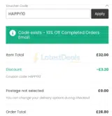 HAPPY10 coupon verification screenshot