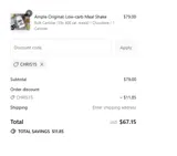 CHRIS15 coupon verification screenshot