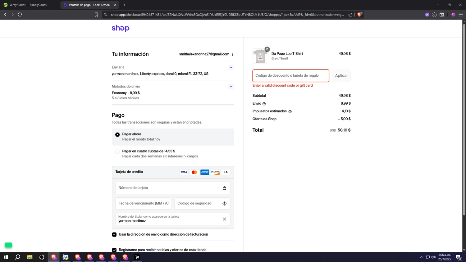 Amplified Amino discount code screenshot showing code WELCOME10 applied at Amplified Amino checkout page. Uploaded by SimplyCodes community member HUMANIZER on Jul 25, 2025