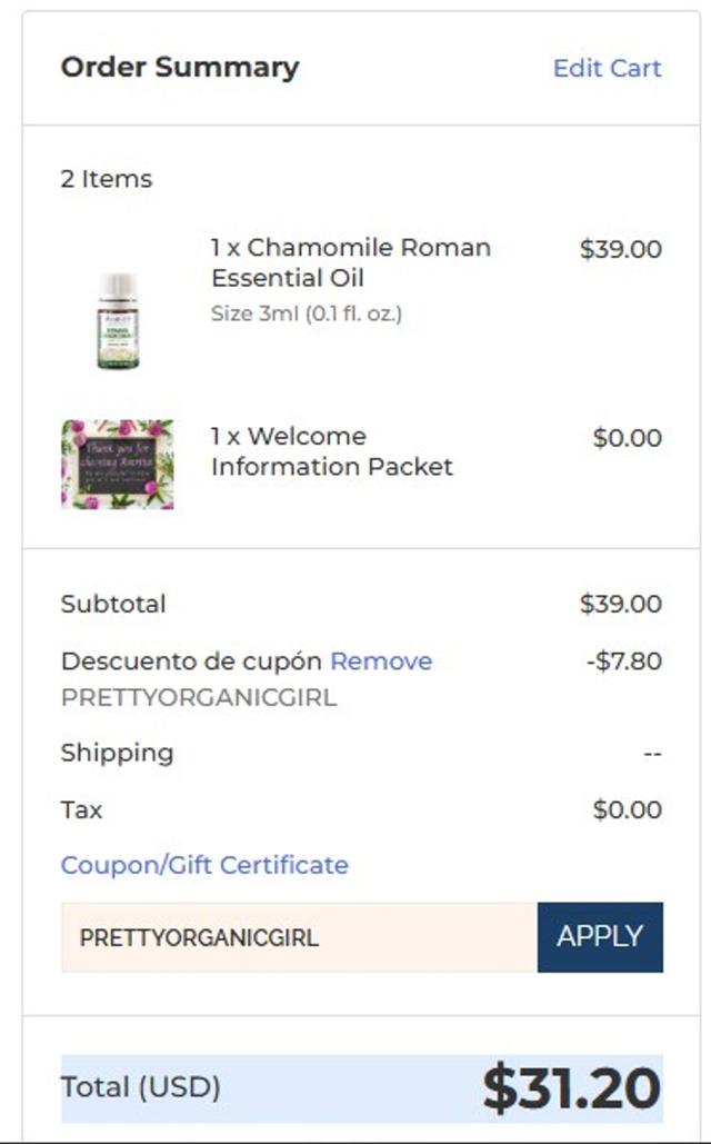 Amrita Aromatherapy checkout page showing Amrita Aromatherapy coupon code box | Screenshot taken by SimplyCodes community member on Sep 3, 2025