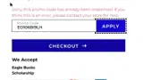 American University Eagles coupon verification screenshot