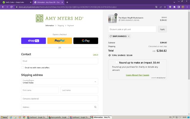 Amy Myers MD checkout page showing Amy Myers MD promo code box | Screenshot taken by SimplyCodes community member on Jun 14, 2024