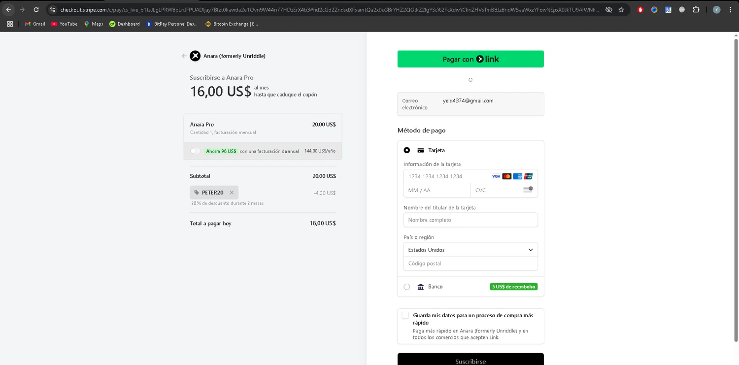 Anara promo code screenshot showing code PETER20 applied at Anara checkout page. Uploaded by SimplyCodes community member YJMQ95 on Jul 31, 2025