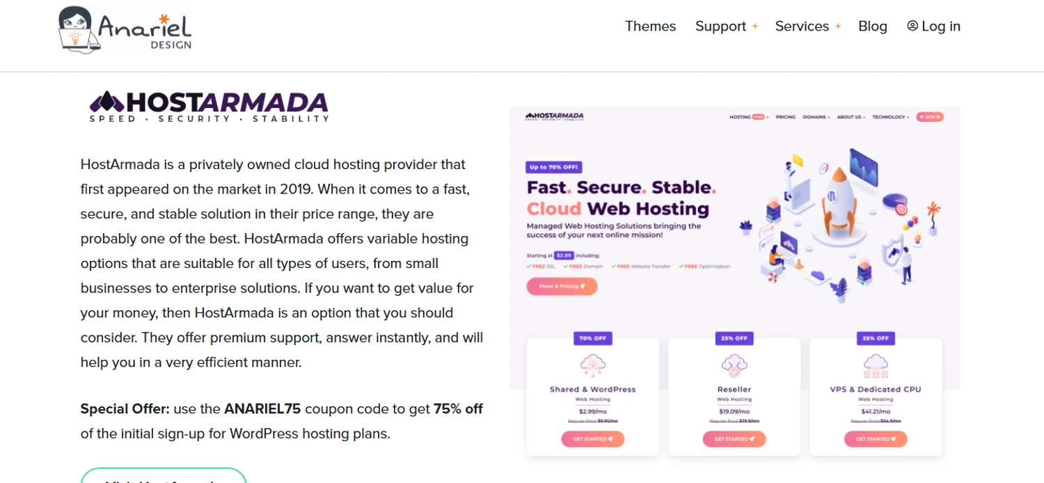 Anariel Design promo code screenshot showing code ANARIEL75 applied at Anariel Design checkout page. Uploaded by SimplyCodes community member TULA515 on May 8, 2025