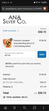 GET50 coupon verification screenshot