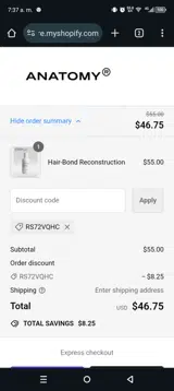 RS72VQHC coupon verification screenshot