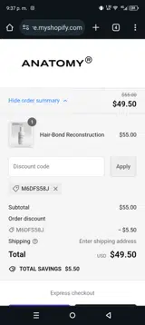 M6DFS58J coupon verification screenshot