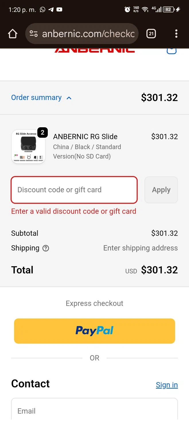Anbernic discount code screenshot showing code NEW5SAVE applied at Anbernic checkout page. Uploaded by SimplyCodes community member ITSO1676764508225 on Nov 12, 2025
