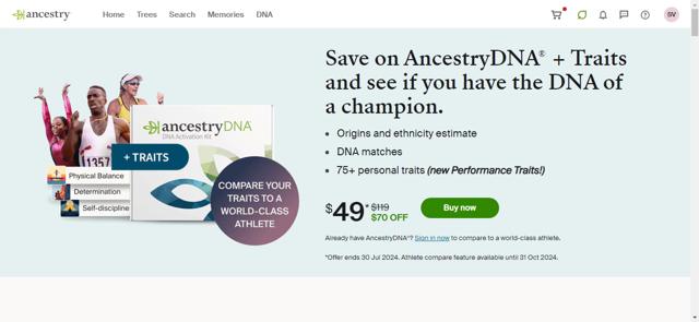 Ancestry.com checkout page showing Ancestry.com coupon code box | Screenshot taken by SimplyCodes community member on Jul 18, 2024