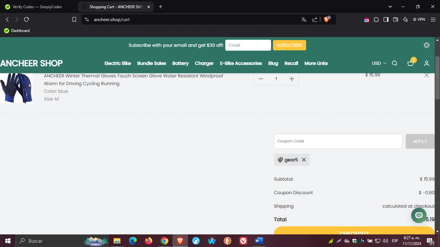 where to use Ancheer promo code box