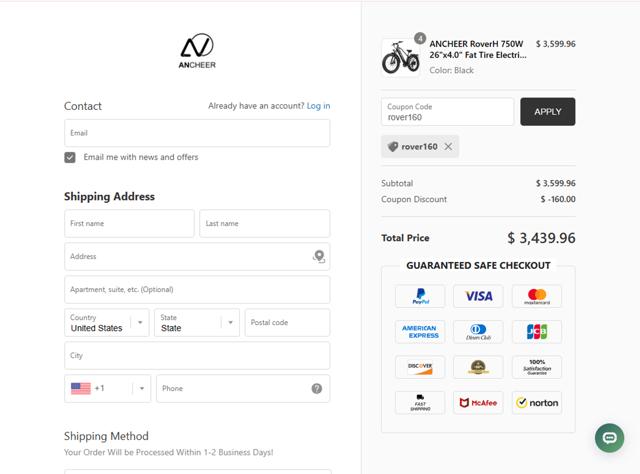 Ancheer Shop checkout page showing Ancheer Shop promo code box | Screenshot taken by SimplyCodes community member on Jun 6, 2025