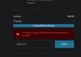 20BLACK coupon verification screenshot