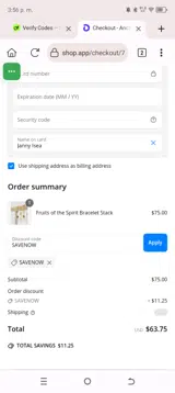 SAVENOW coupon verification screenshot