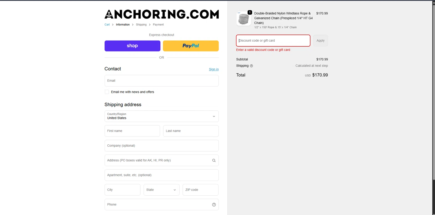 Anchoring.com promo code screenshot showing code LASTCHANCE20 applied at Anchoring.com checkout page. Uploaded by SimplyCodes community member SwiftCurator5517 on Dec 21, 2025