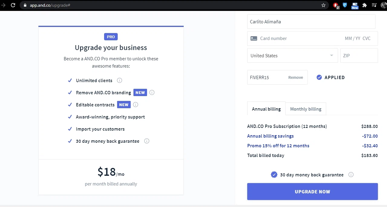 where to use AND CO promo code box