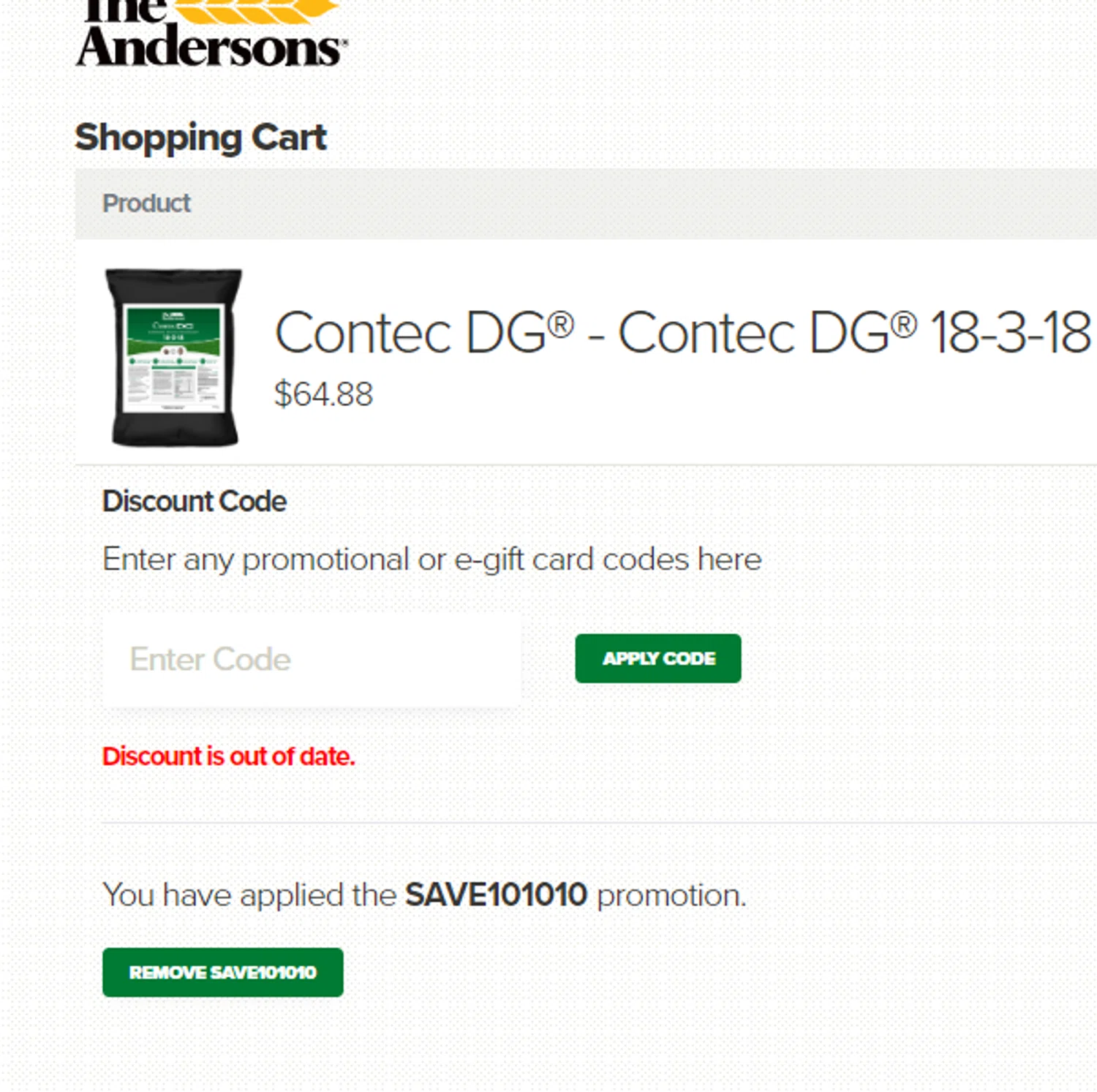 where to use The Andersons promo code box