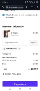 WELCOME484 coupon verification screenshot