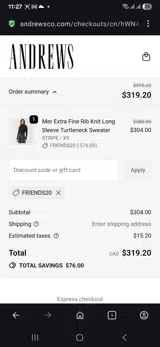 Friends20 coupon verification screenshot