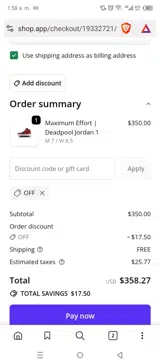 Androo's Art coupon verification screenshot
