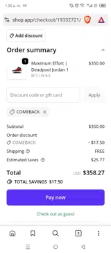 Androo's Art coupon verification screenshot