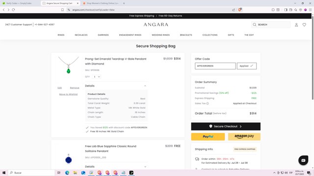 Angara checkout page showing Angara coupon code box | Screenshot taken by SimplyCodes community member on Jul 23, 2025
