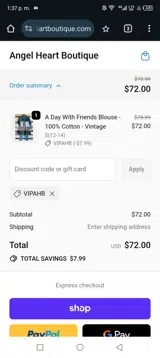 Angel Heart Boutique coupon verification screenshot