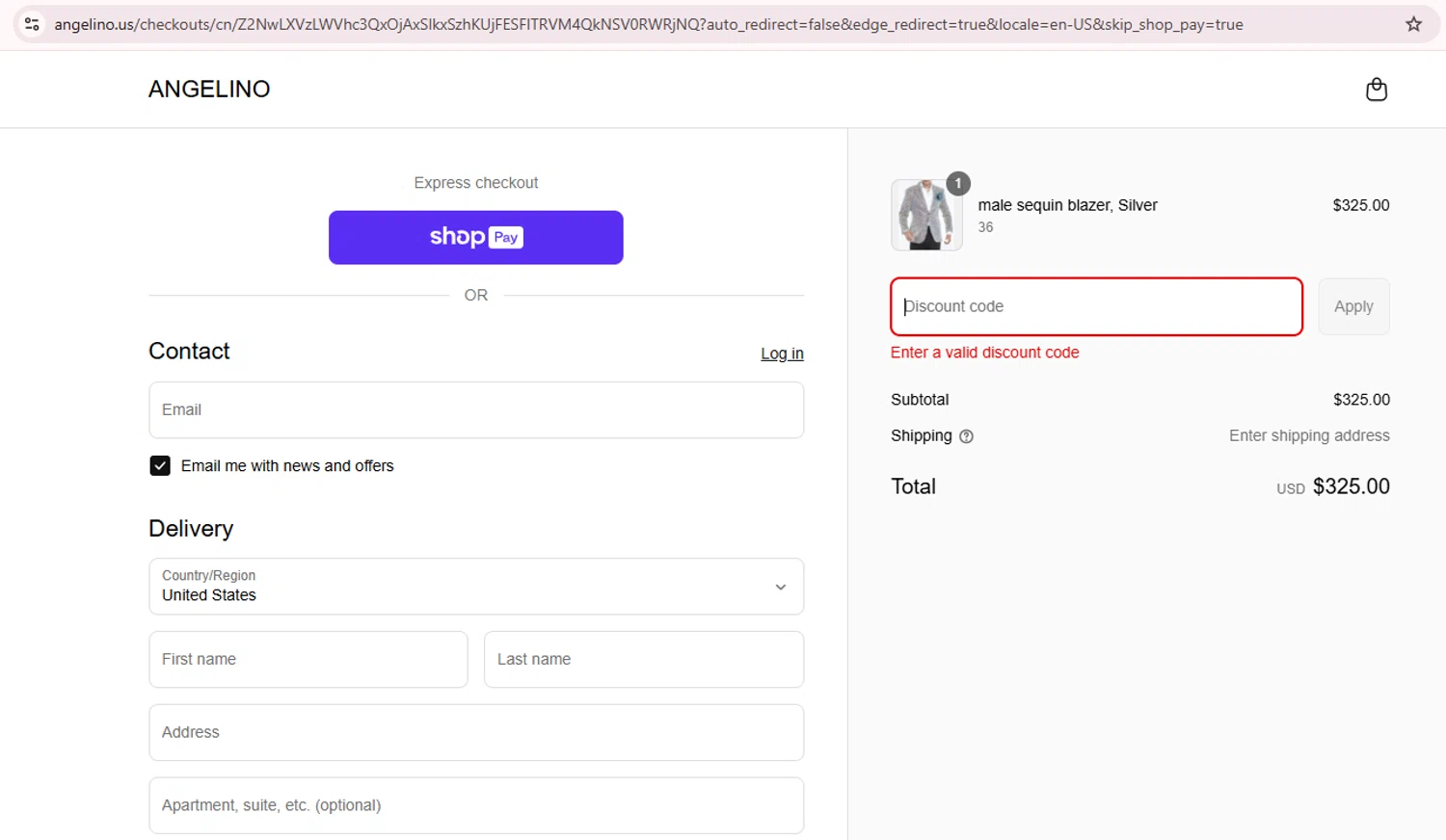 Angelino.us promo code screenshot showing code winter applied at Angelino.us checkout page. Uploaded by SimplyCodes community member Teamgorila on Jun 18, 2025