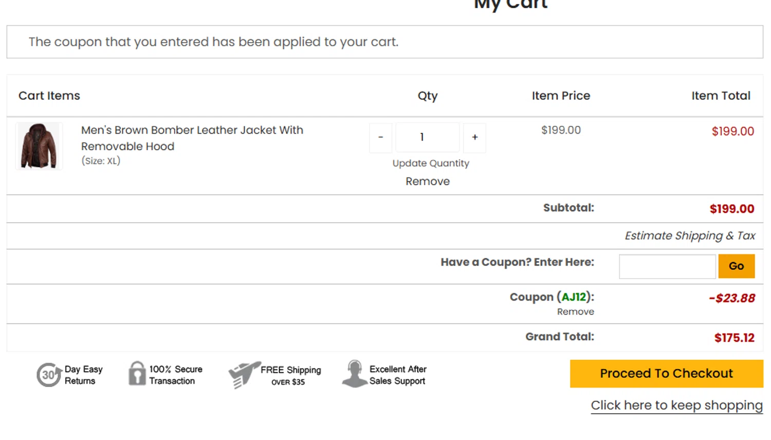 Angel Jackets coupon code screenshot showing code AJ12 applied at Angel Jackets checkout page. Uploaded by SimplyCodes community member ericramirez on Jun 24, 2025