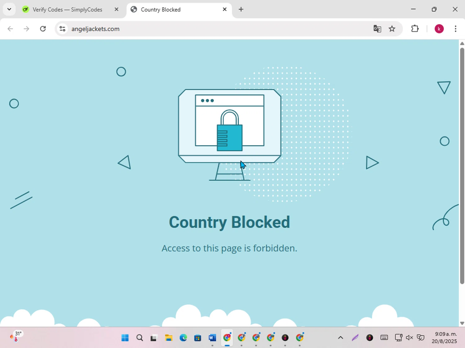 Angel Jackets coupon code screenshot showing code AJ30 applied at Angel Jackets checkout page. Uploaded by SimplyCodes community member karoline on Aug 20, 2025
