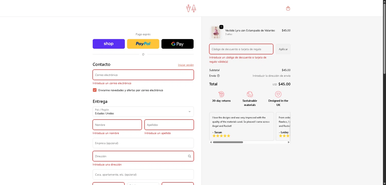 Angel & Rocket promo code screenshot showing code VIP50 applied at Angel & Rocket checkout page. Uploaded by SimplyCodes community member ValueWarden2887 on Dec 27, 2025