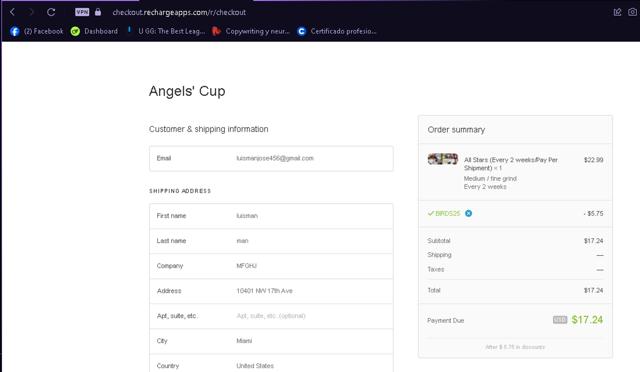 Angel's Cup checkout page showing Angel's Cup promo code box | Screenshot taken by SimplyCodes community member on Apr 19, 2024